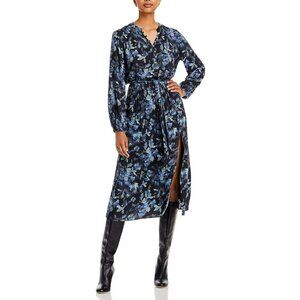 Bella Dahl Womens Button Front Midi Floral Midi Dress
